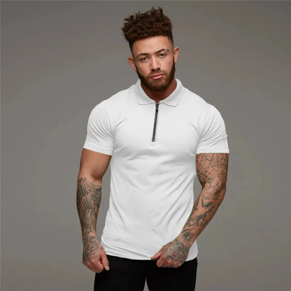 Slim Fit Polo Heren – Korte Mouwen met Ritskraag