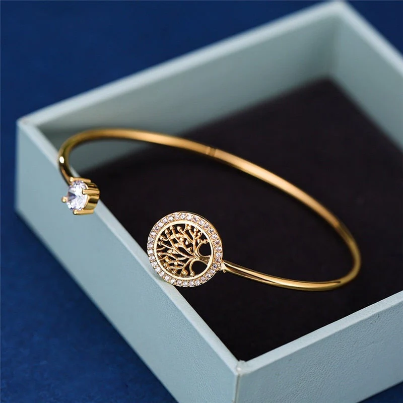 Dames Armband – Tree of Life Bangle met Zirkoonaccent