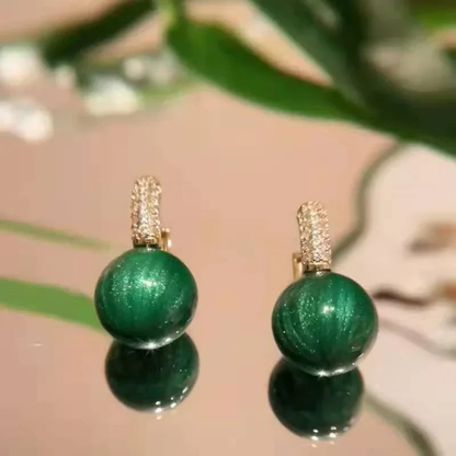 Dames Oorbellen – Glanzende Groene Steen met Zirkonia Afwerking