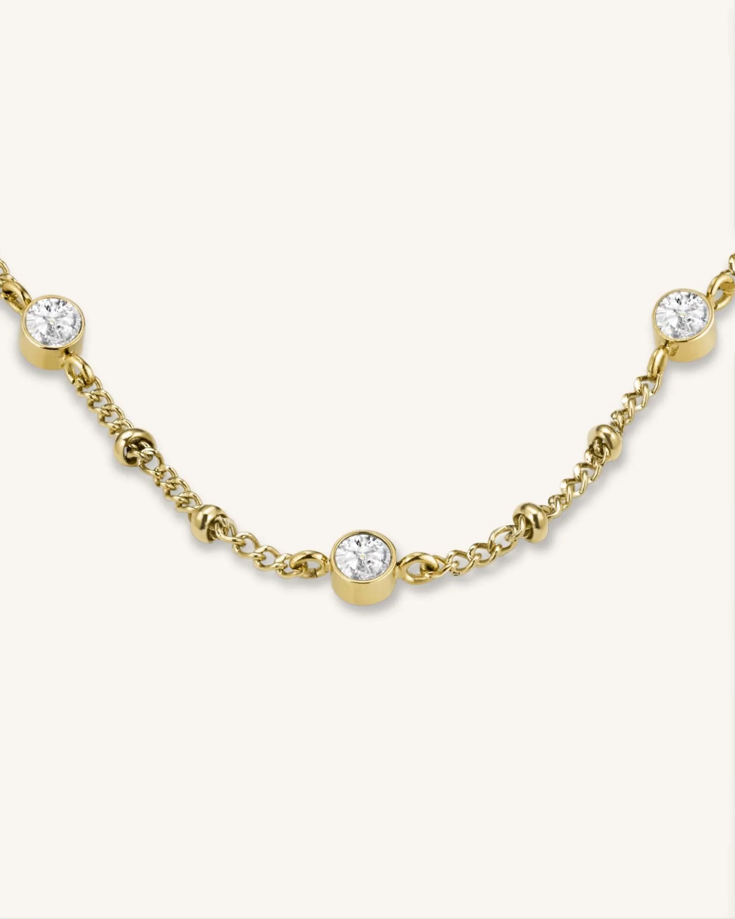 Dames Ketting – Multi Crystal Necklace met Fijne Steentjes en Minimalistisch Design