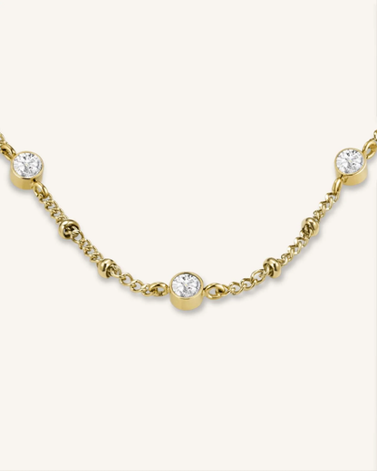 Dames Ketting – Multi Crystal Necklace met Fijne Steentjes en Minimalistisch Design