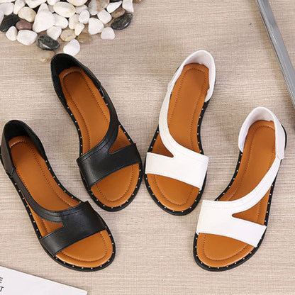 Dames Instap Sandalen – Open Teen Sandalen met Asymmetrische Band
