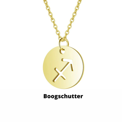 Dames Ketting – Ronde Hanger met Sterrenbeeld Gravure
