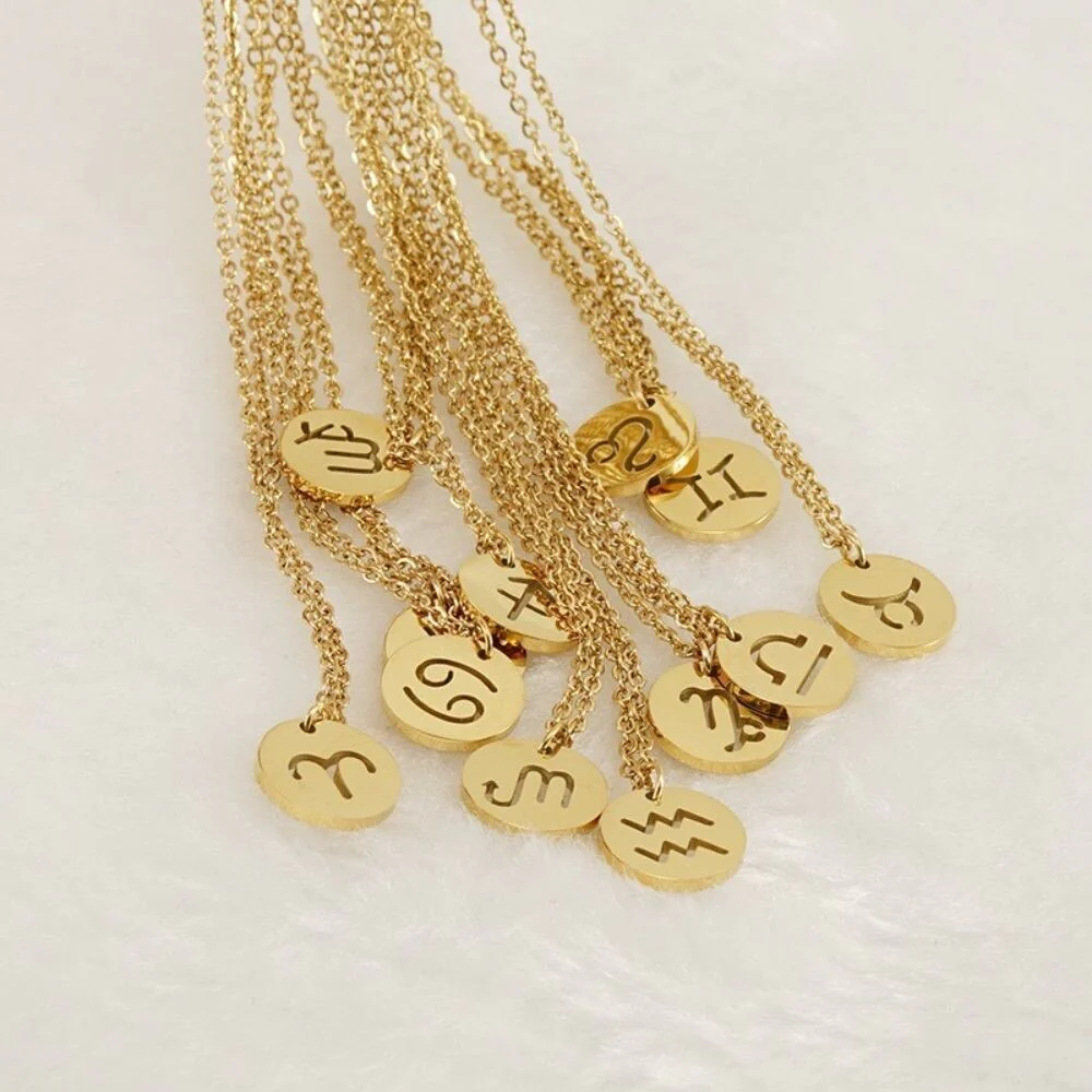Dames Ketting – Ronde Hanger met Sterrenbeeld Gravure