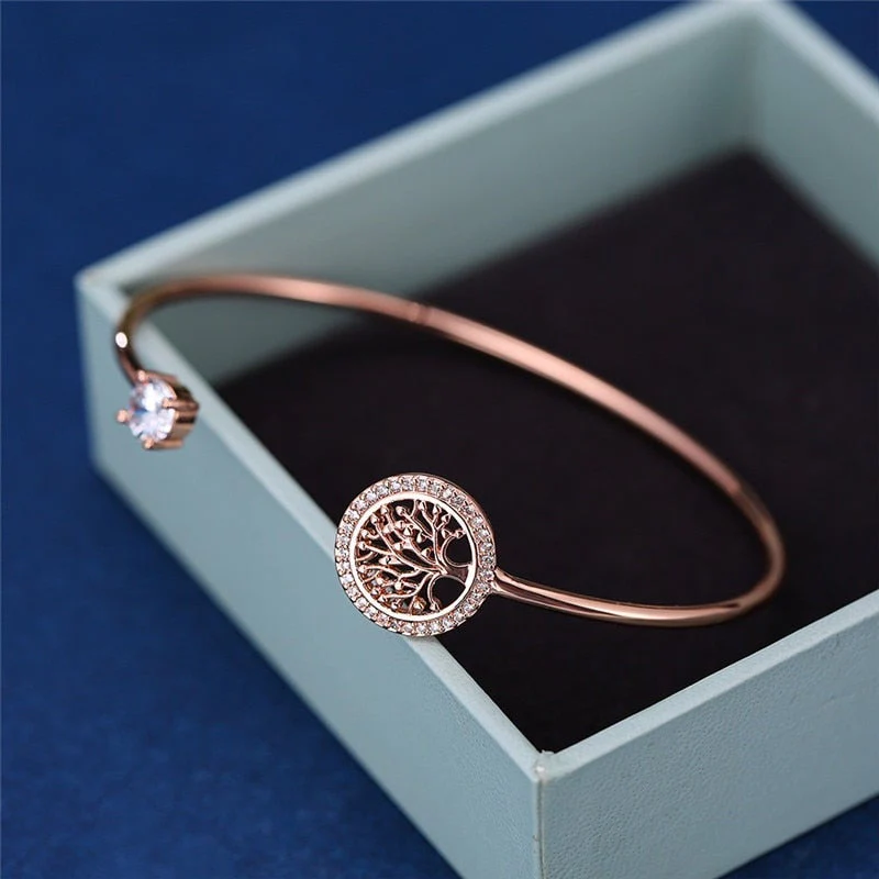 Dames Armband – Tree of Life Bangle met Zirkoonaccent