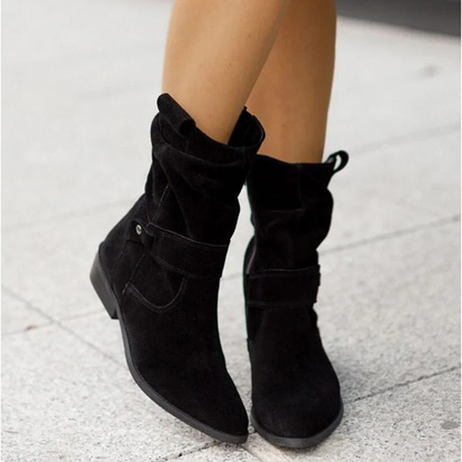 Enkellaarsjes Dames – Suède Look met Slouchy Schacht