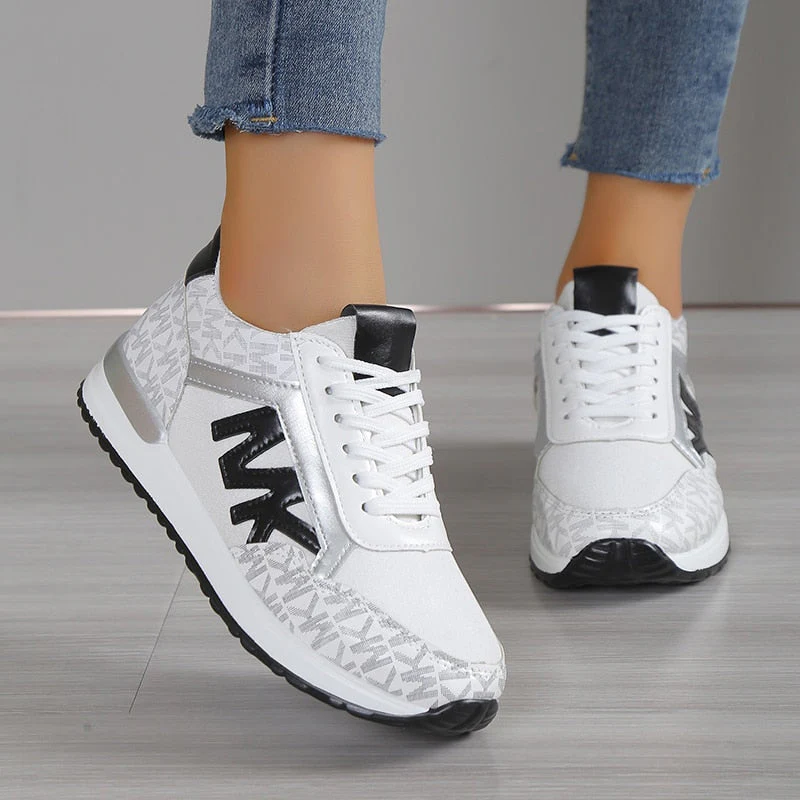 Dames Sneakers – Sportieve Lage Schoenen met Contrasterende MK-Print