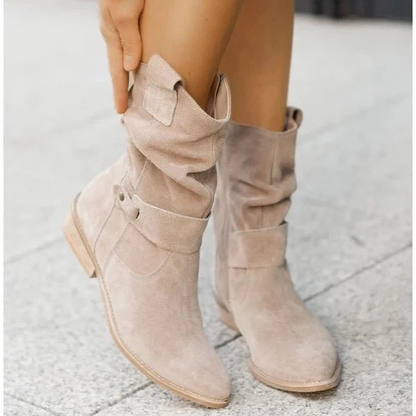 Enkellaarsjes Dames – Suède Look met Slouchy Schacht