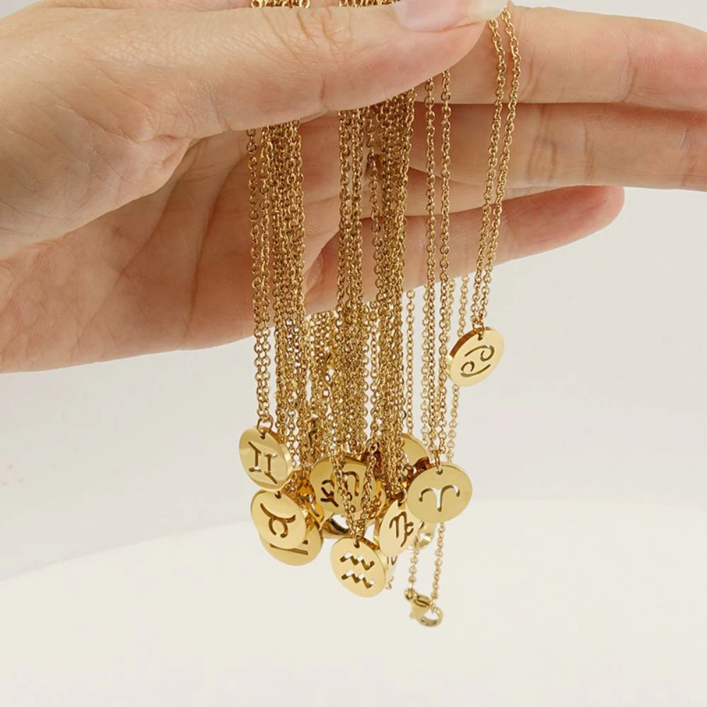 Dames Ketting – Ronde Hanger met Sterrenbeeld Gravure