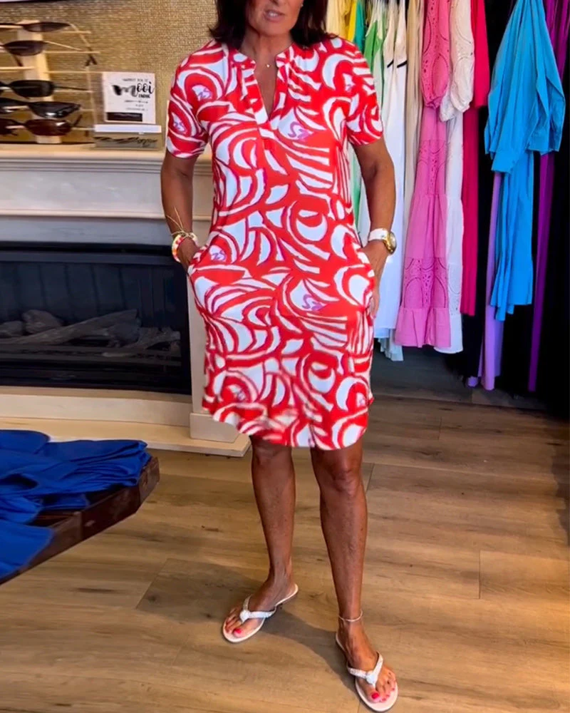 Jurk met Abstracte Print – Zomers Comfort in Casual Stijl