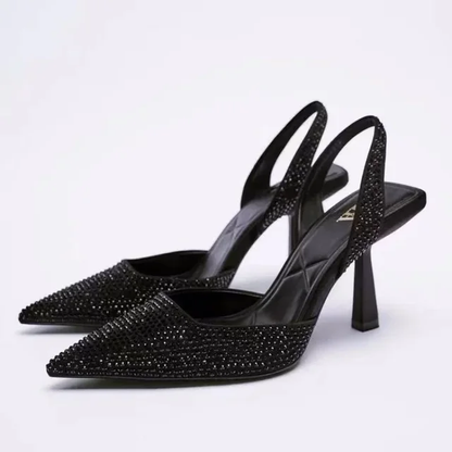 Dames Slingback Hakken met Puntige Neus – Luxe Design met Fonkelende Strass