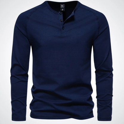 Heren Henley longsleeve – Lange mouwen en knoopsluiting bij de hals