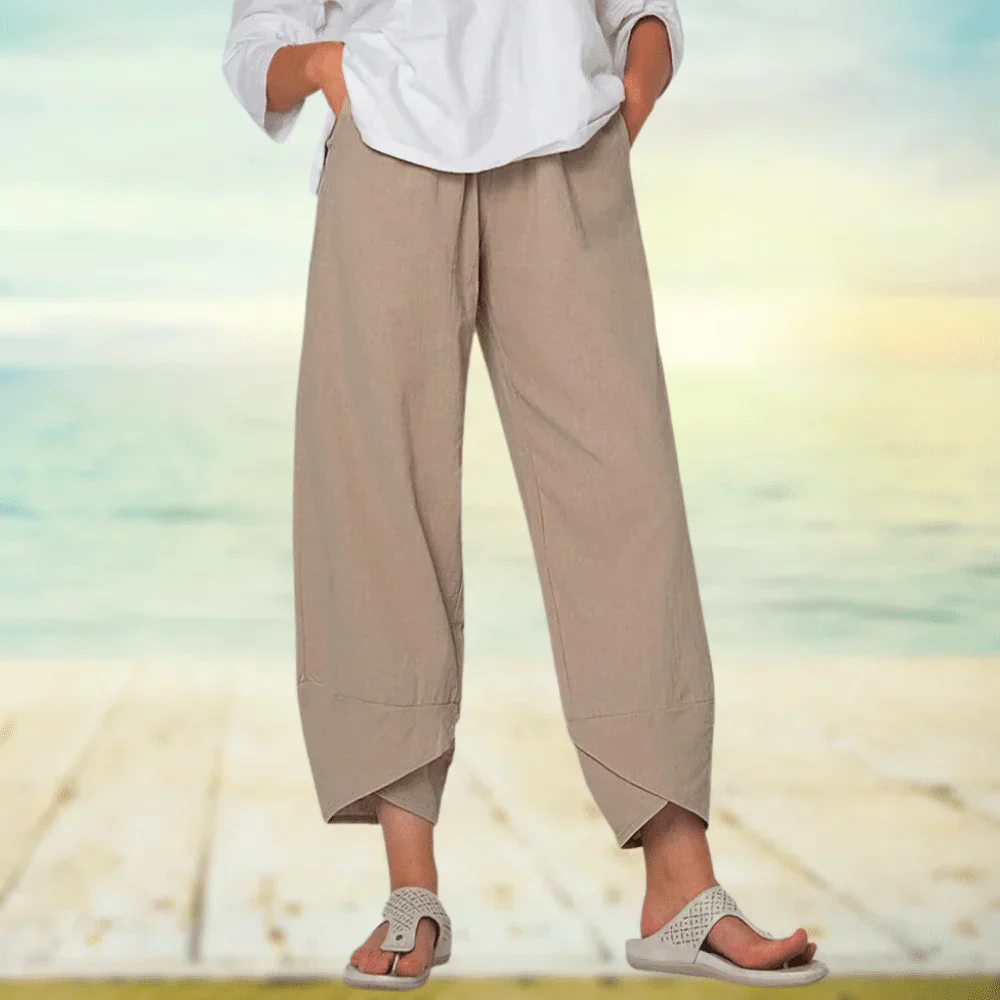 Linnen broek – Relaxed fit met asymmetrische zoom