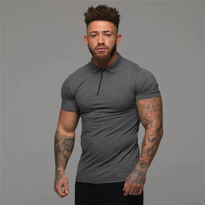 Slim Fit Polo Heren – Korte Mouwen met Ritskraag