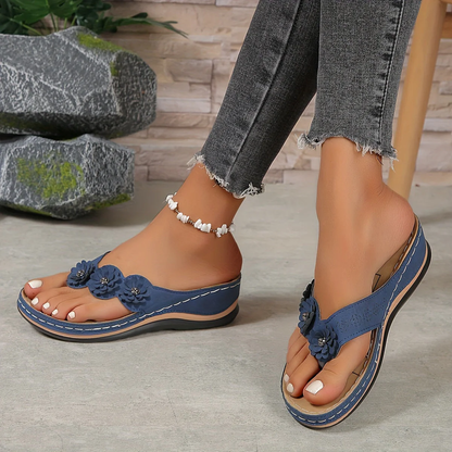 Dames Slippers met Bloemendetail - Verhoogde Zool - Comfortabel Voetbed
