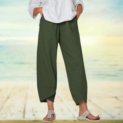 Linnen broek – Relaxed fit met asymmetrische zoom