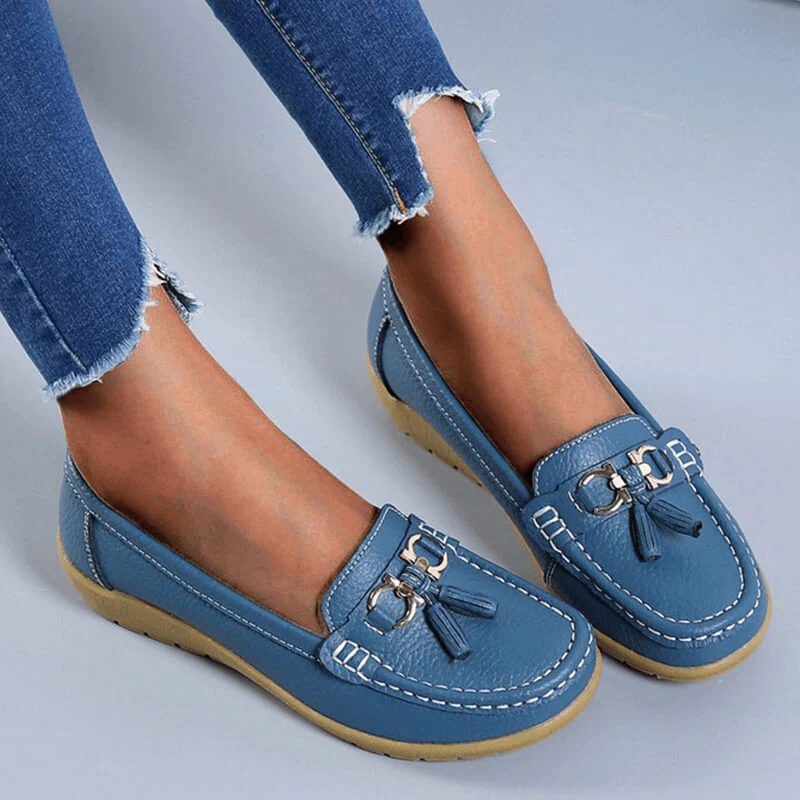 Dames Instappers - Mocassin Stijl - Antislip Zool - Kwastdetail - Casual