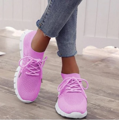 Dames sneakers met mesh bovenwerk – Lichtgewicht sportschoenen met vetersluiting