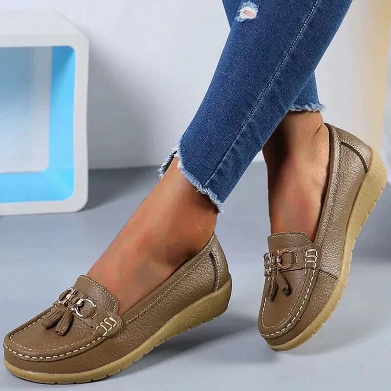 Dames Instappers - Mocassin Stijl - Antislip Zool - Kwastdetail - Casual