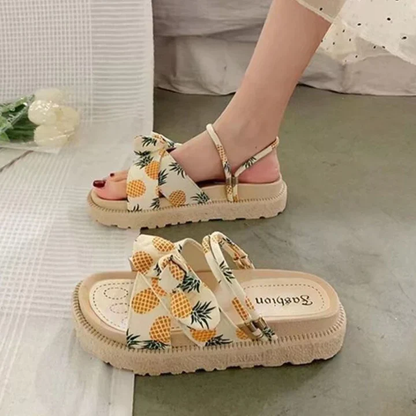 Sandalen – Ribbelband met knoopdetail en plateauzool