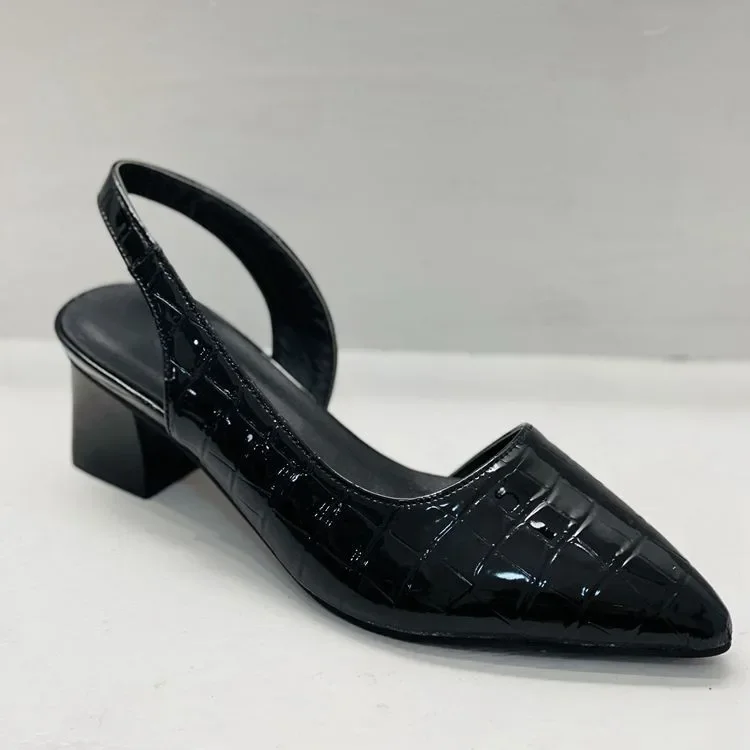 Dames slingback hakken – Puntige neus met blokhak en krokodillenstructuur