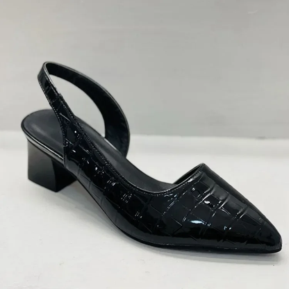Dames slingback hakken – Puntige neus met blokhak en krokodillenstructuur