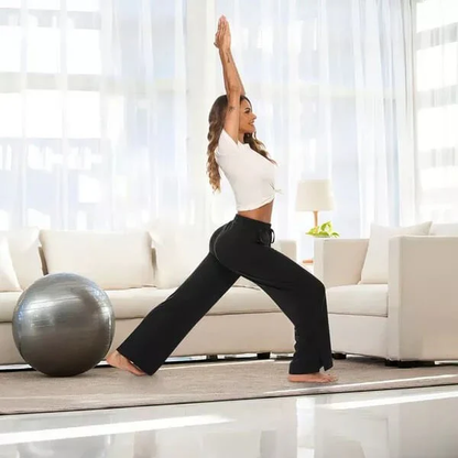 Dames Yogabroek - Wijde Pijpen - Hoge Taille - Split Detail