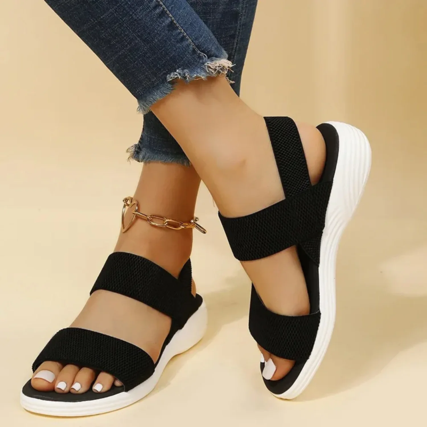 Dames Elastische Sandalen – Lichtgewicht en Slip-on Design