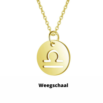 Dames Ketting – Ronde Hanger met Sterrenbeeld Gravure