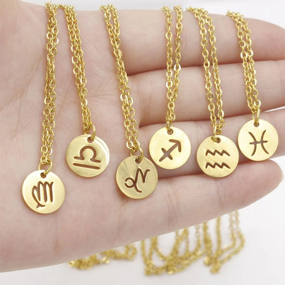 Dames Ketting – Ronde Hanger met Sterrenbeeld Gravure