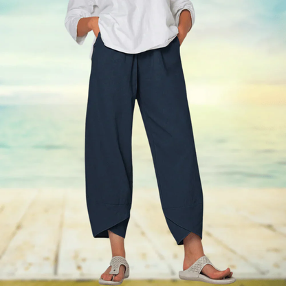 Linnen broek – Relaxed fit met asymmetrische zoom