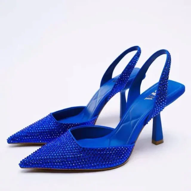 Dames Slingback Hakken met Puntige Neus – Luxe Design met Fonkelende Strass
