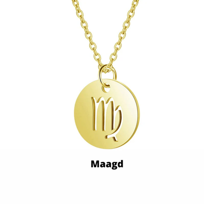Dames Ketting – Ronde Hanger met Sterrenbeeld Gravure