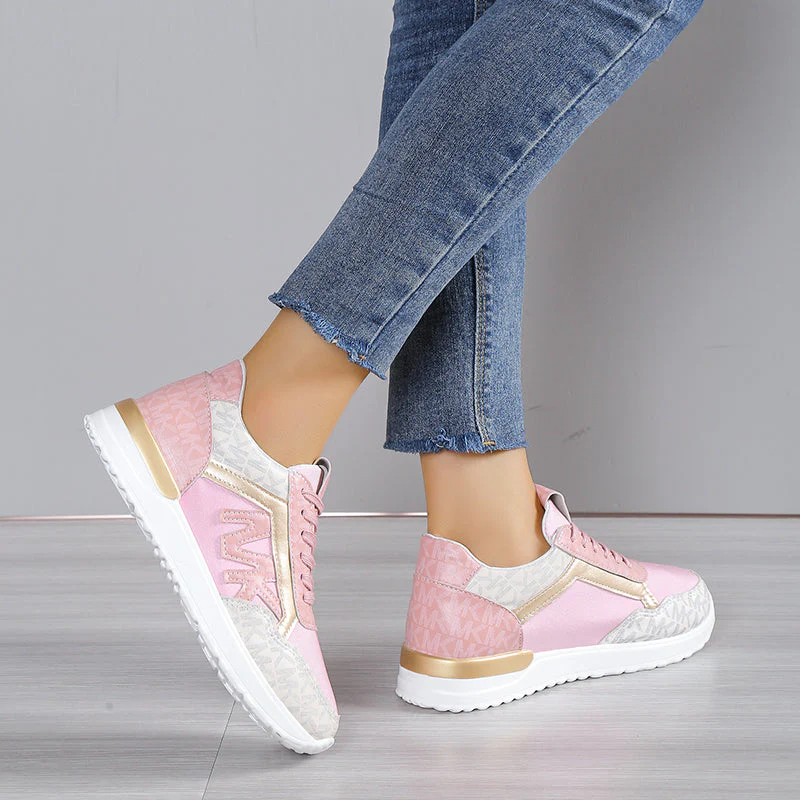 Dames Sneakers – Sportieve Lage Schoenen met Contrasterende MK-Print
