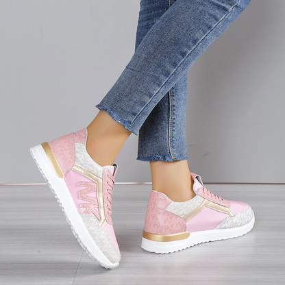 Dames Sneakers – Sportieve Lage Schoenen met Contrasterende MK-Print