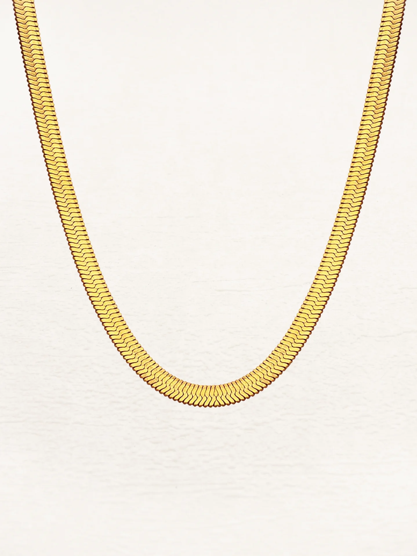 Dames ketting met platte slangenschakel – Verstelbare ketting met 18K coating
