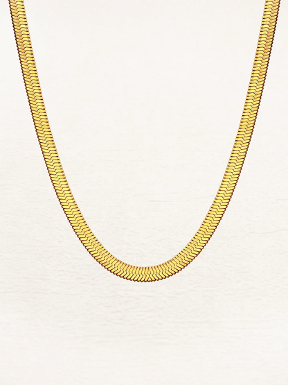 Dames ketting met platte slangenschakel – Verstelbare ketting met 18K coating