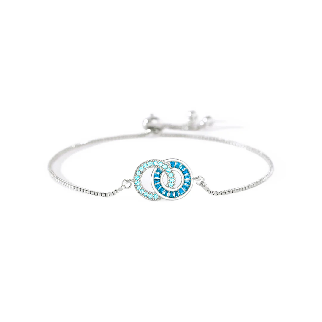 Dames Armband met Cirkelvormige Hanger – Verstelbare Sluiting en Blauwe Zirkonia