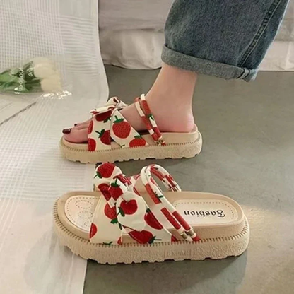 Sandalen – Ribbelband met knoopdetail en plateauzool