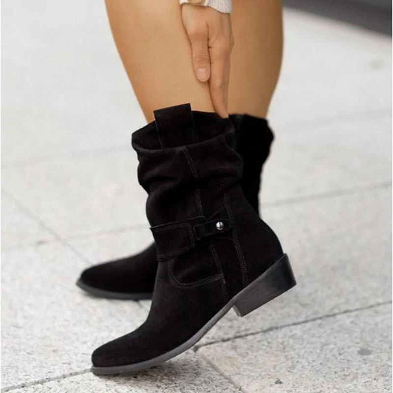 Enkellaarsjes Dames – Suède Look met Slouchy Schacht