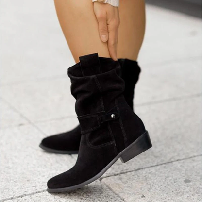Enkellaarsjes Dames – Suède Look met Slouchy Schacht