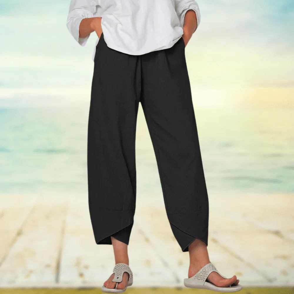 Linnen broek – Relaxed fit met asymmetrische zoom