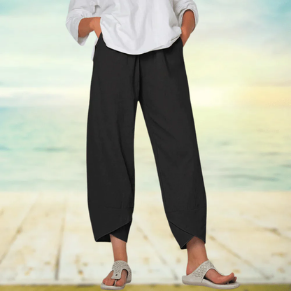 Linnen broek – Relaxed fit met asymmetrische zoom