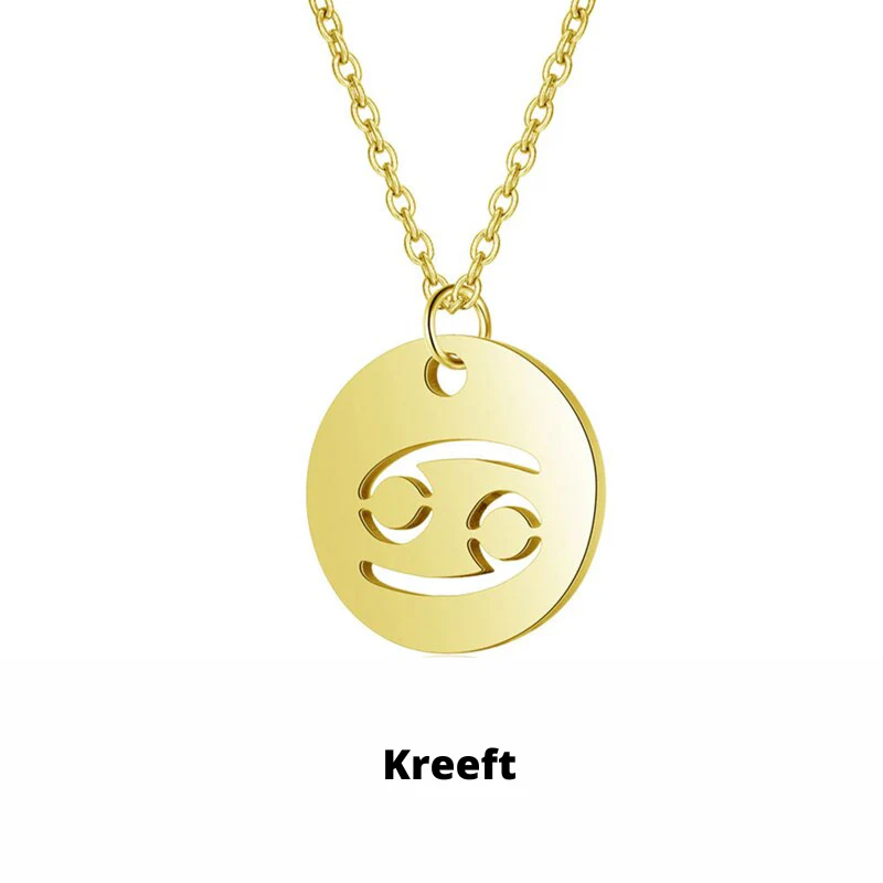 Dames Ketting – Ronde Hanger met Sterrenbeeld Gravure