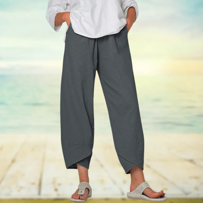 Linnen broek – Relaxed fit met asymmetrische zoom