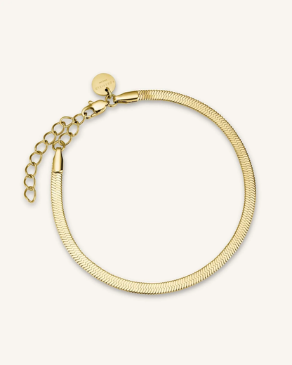 Dames armband met platte slangenschakel – Verfijnde armband met verstelbare sluiting