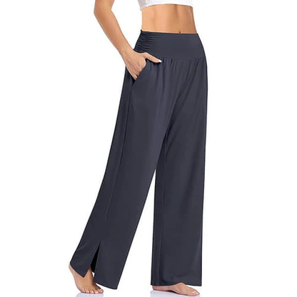 Dames Yogabroek - Wijde Pijpen - Hoge Taille - Split Detail