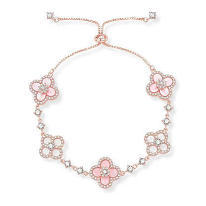 Dames Armband met Bloemen en Kristallen – Verstelbaar Design