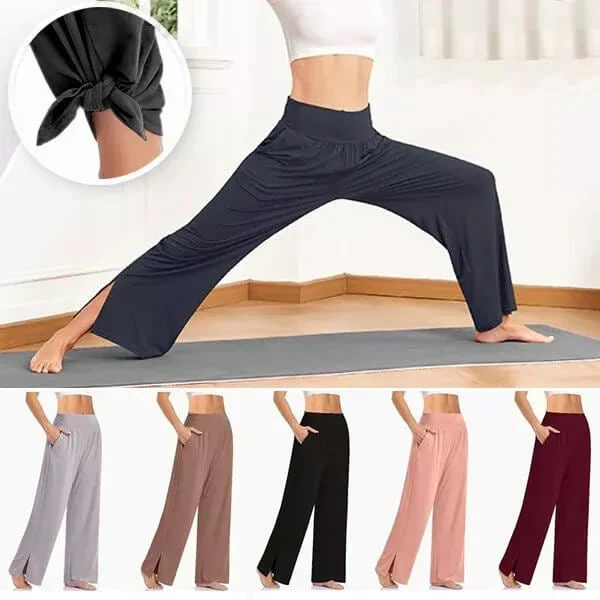 Dames Yogabroek - Wijde Pijpen - Hoge Taille - Split Detail