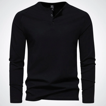 Heren Henley longsleeve – Lange mouwen en knoopsluiting bij de hals